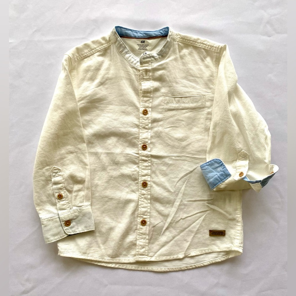 H&M NWT Band Collar Buttons Down 100% Cotton